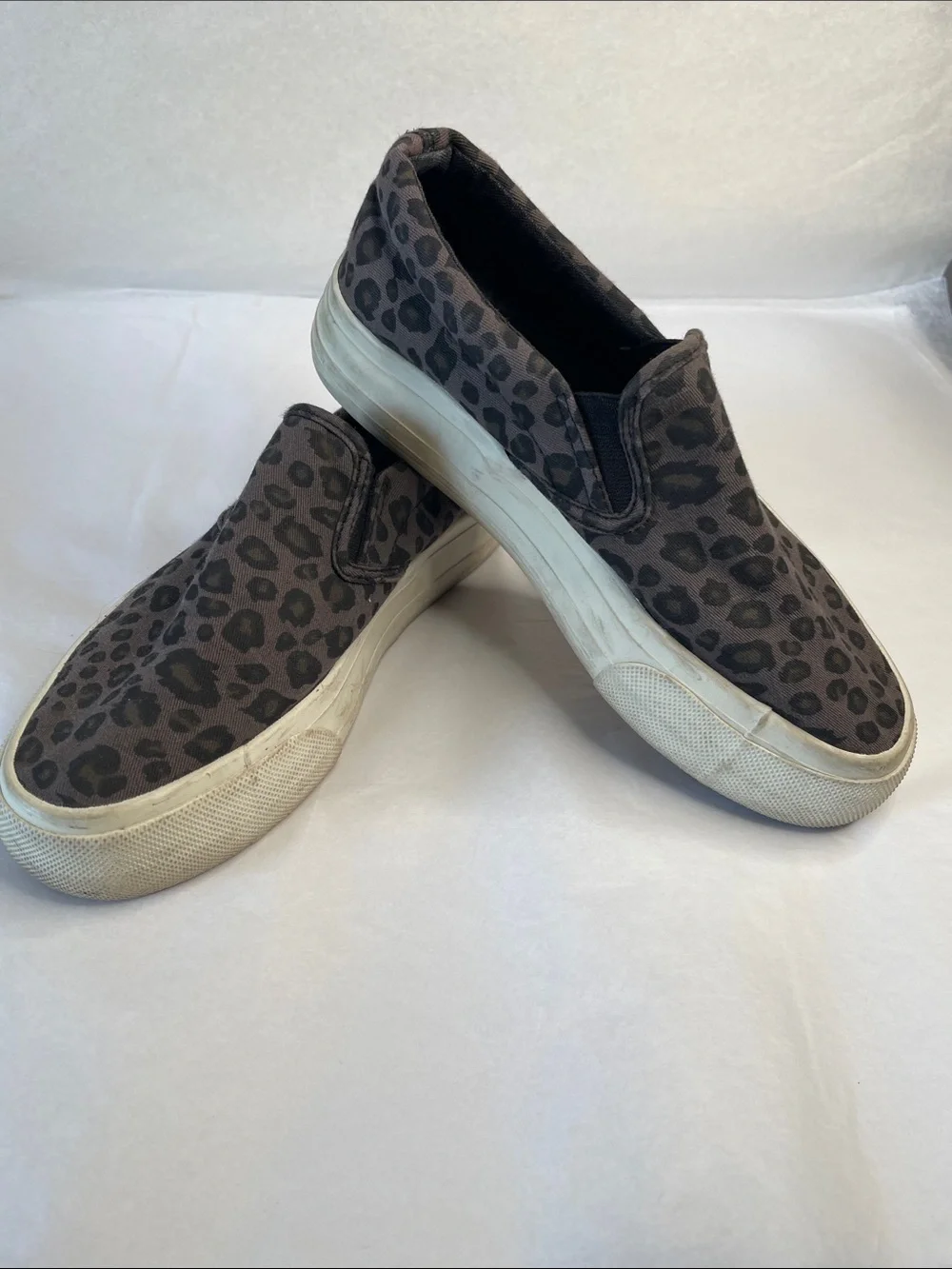Restricted Gray Leopard-Print Slip-On Loafers